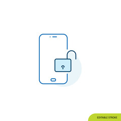 Unlock Mobile Icon, Editable stroke