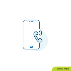 Calling Mobile Icon, Editable stroke
