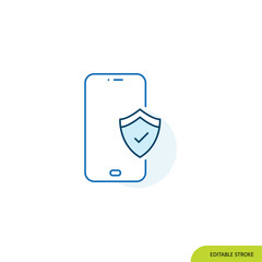 Secure, Mobile Icon, Editable stroke