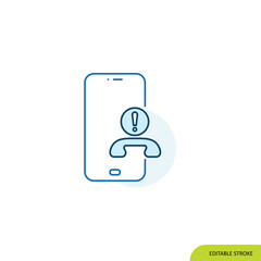 Miss call, Mobile Icon, Editable stroke