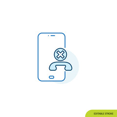 Call not received, Mobile Icon, Editable stroke