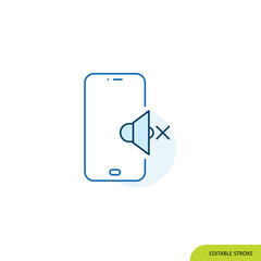 Volume mute Mobile Icon, Editable stroke