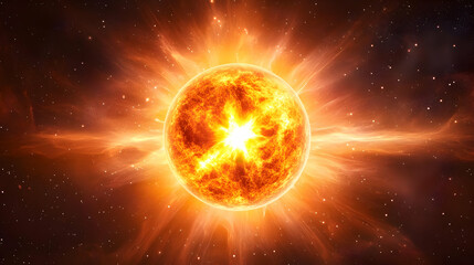 Obraz premium Fiery Stellar Explosion: A 3D Space Illustration