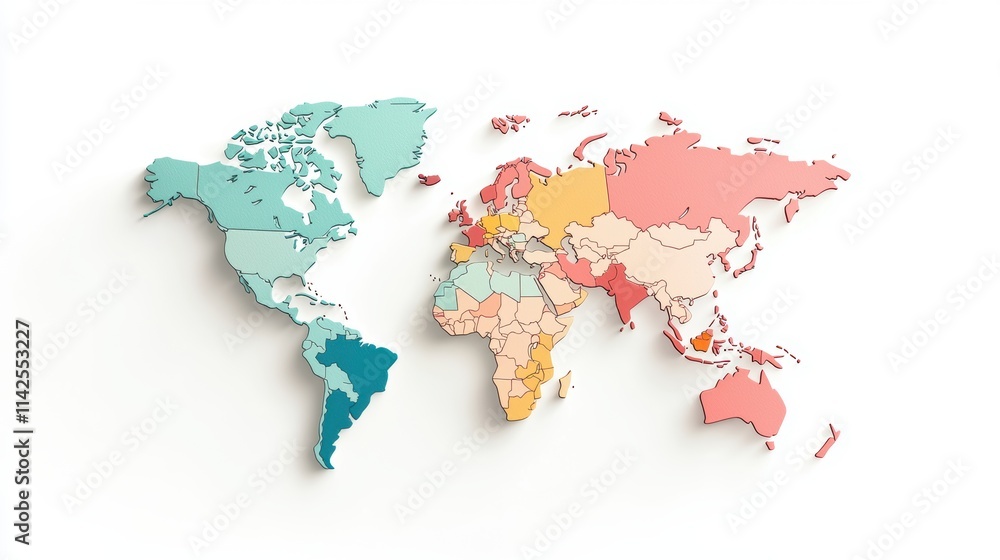 Poster a map of a continent illustrating the distribution of different languages spoken, with each language