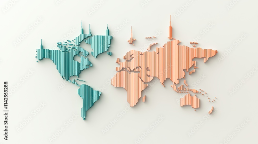 Aufkleber a map of a continent illustrating the distribution of different languages spoken, with each language
