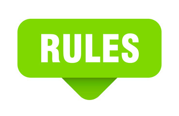 RULES button, banner, sign