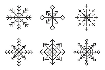 Snowflake line graphic with different shapes for winter, season, celebration, illustration and element
