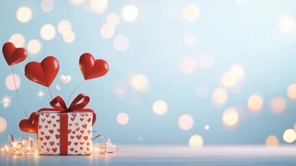 Fototapeta premium Love gift box decoration valentine's day romantic setup home close-up