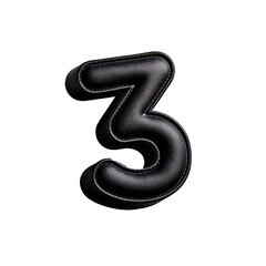 Black elegant foil number 3 balloon on white background