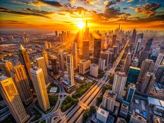 Drone Aerial Cityscape: Stunning Bird's Eye View Urban Photography