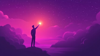 Reaching for a Glowing Star in the Night Sky