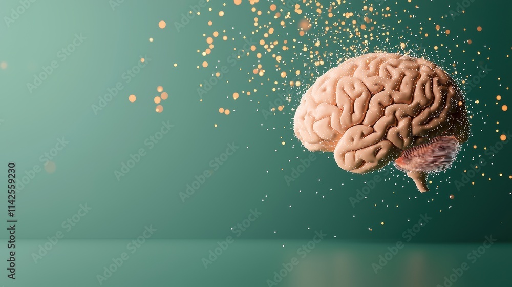 Poster a holographic projection of a human brain with data streams flowing around it, visualizing the conce