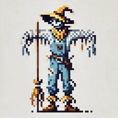 Obraz premium 허수아비, 픽셀아트, jpeg (scarecrow, pixel art, jpeg)
