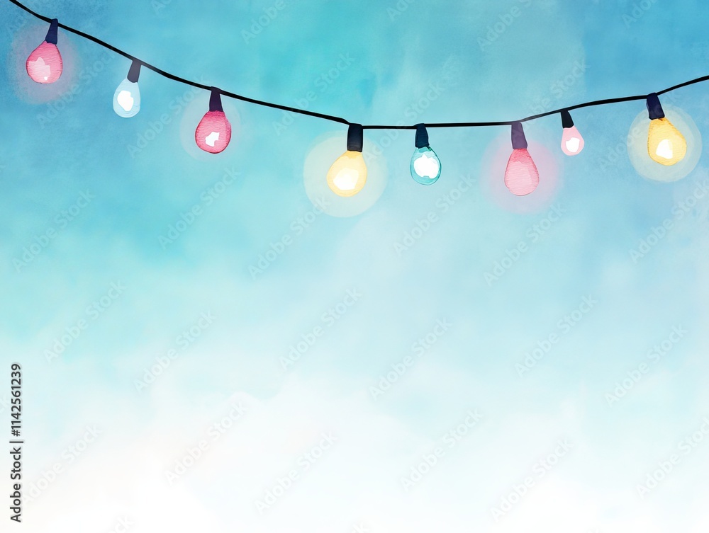 Aufkleber colorful string lights illuminate a serene background, creating a joyful and festive atmosphere perf