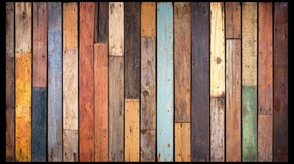 Colorful Wooden Planks with Distressed Textures and Patterns