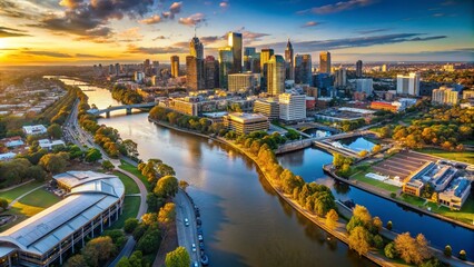 Drone Photography: Fisherman's Bend Aerial Views - Melbourne Skyline, River, Urban Development, Industrial Heritage