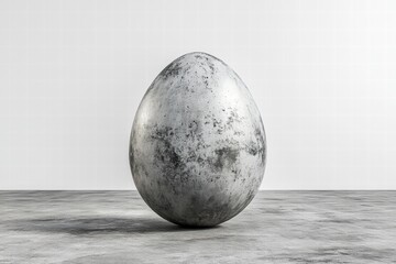 Metallic Egg Sculpture on Simple Background for Modern Art