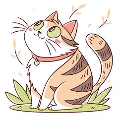 A Cat Sitting On Grass