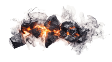 Fire and embers, transparent background
