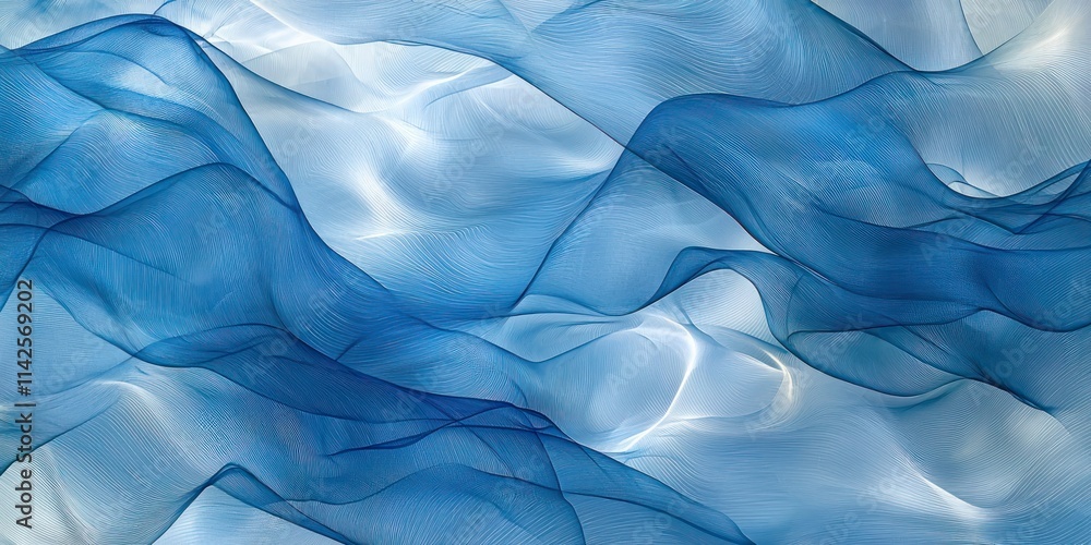 Poster an abstract blue soft background featuring soft waves and curves, providing a sense of fluidity and 