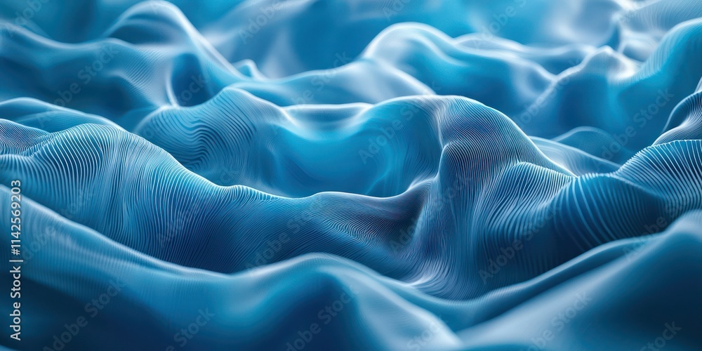 Poster an abstract blue soft background featuring soft waves and curves, providing a sense of fluidity and 