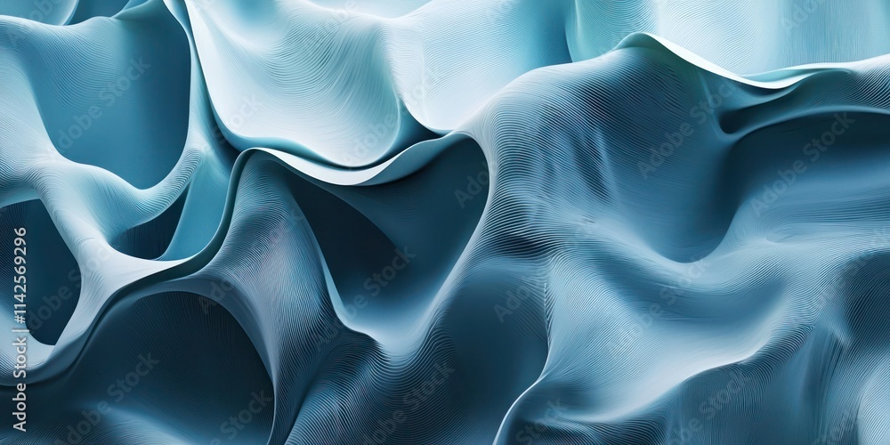 Poster an abstract blue soft background featuring soft waves and curves, providing a sense of fluidity and 