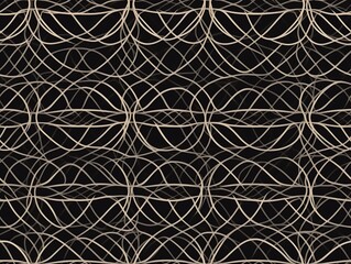 Abstract Beige Lines Intertwined on Black Background