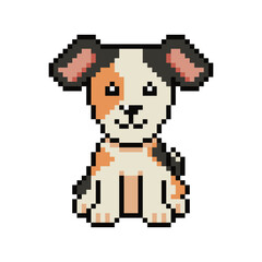 Fototapeta premium Pixel art cute dog vector in retro style for design.