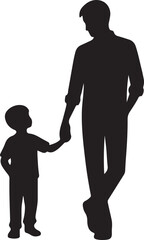 Father love silhouette collection isolated on white background. Set of dad/father and son/girl Vector illustration.