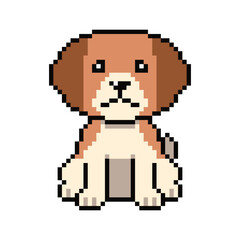 Obraz premium Pixel art cute beagle dog vector in retro style for design.