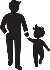 Father love silhouette collection isolated on white background. Set of dad/father and son/girl Vector illustration.