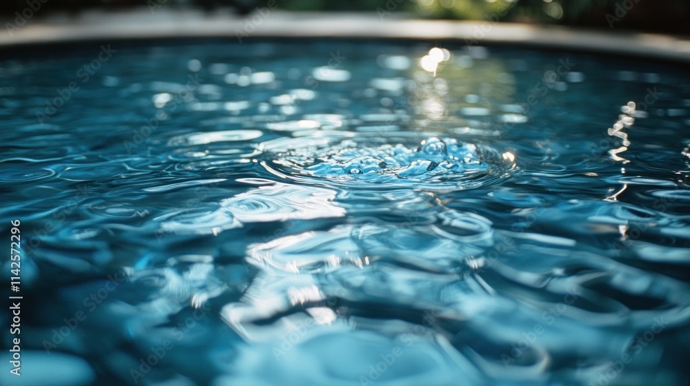 Aufkleber a close-up view of rippling water in a pool, reflecting light and creating a serene atmosphere.