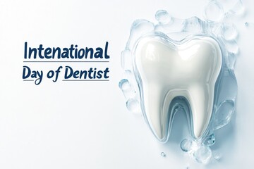 International dentist day celebration with glossy tooth symbol