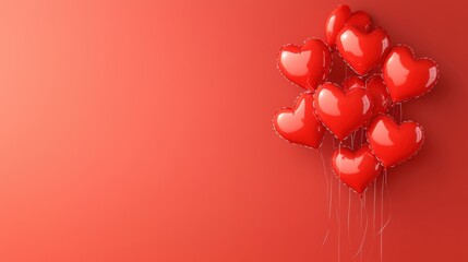 Valentine celebration with red ribbon hearts indoor balloon art