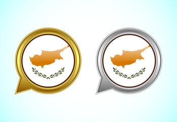 Cyprus Free State flag speech bubble. Speaking flag icon in gold and silver color