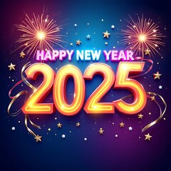 Colorful Confetti Happy New Year 2025 Celebration Banner