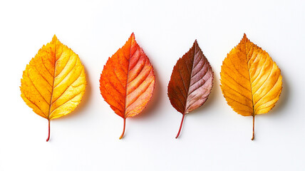 Obraz premium Set of autumn leaves isolated on white background.