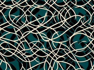 Abstract teal and beige intersecting lines pattern
