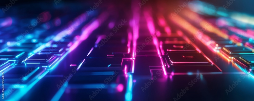 Aufkleber vibrant digital patterns illuminate a keyboard, showcasing innovation and modern technology in a fut