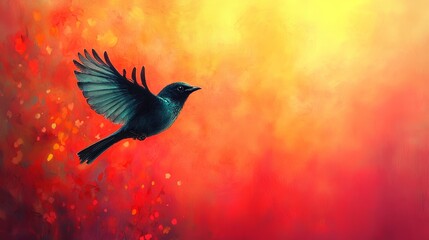 Obraz premium Whimsical Bird Silhouette at Sunset