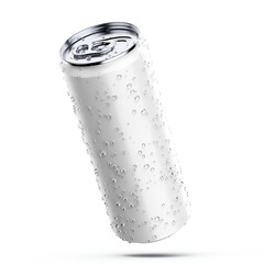Cans in silver isolated on white background,canned with water drops,canned with water drops and ice