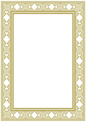 A4 golden frame with vintage geometric ornament. Version 9. Vector illustration