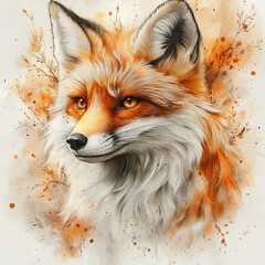 Obraz premium Whimsical Watercolor Portrait of a Fox