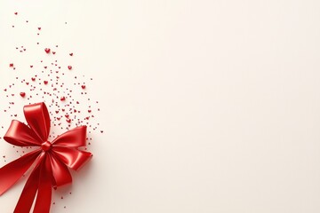 Romantic valentine's day celebration with red ribbons and hearts