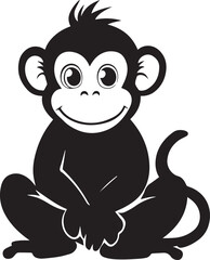 Monkey Silhouette black and white very cute animal