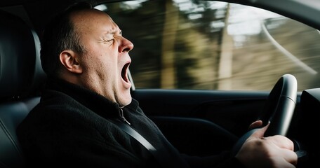 Man drowsy and absentminded while driving.