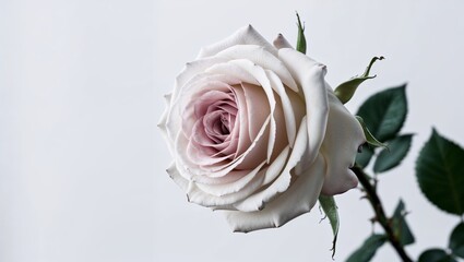 One white rose on a light background