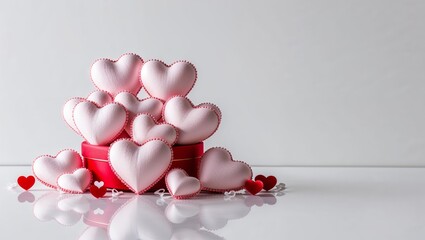 Red Box with Gift and Hearts