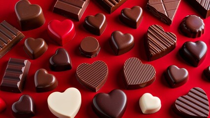 Colorful chocolates in the form of hearts