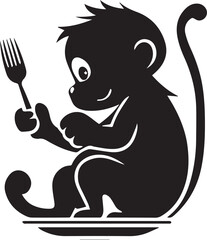 Monkey Silhouette black and white very cute animal